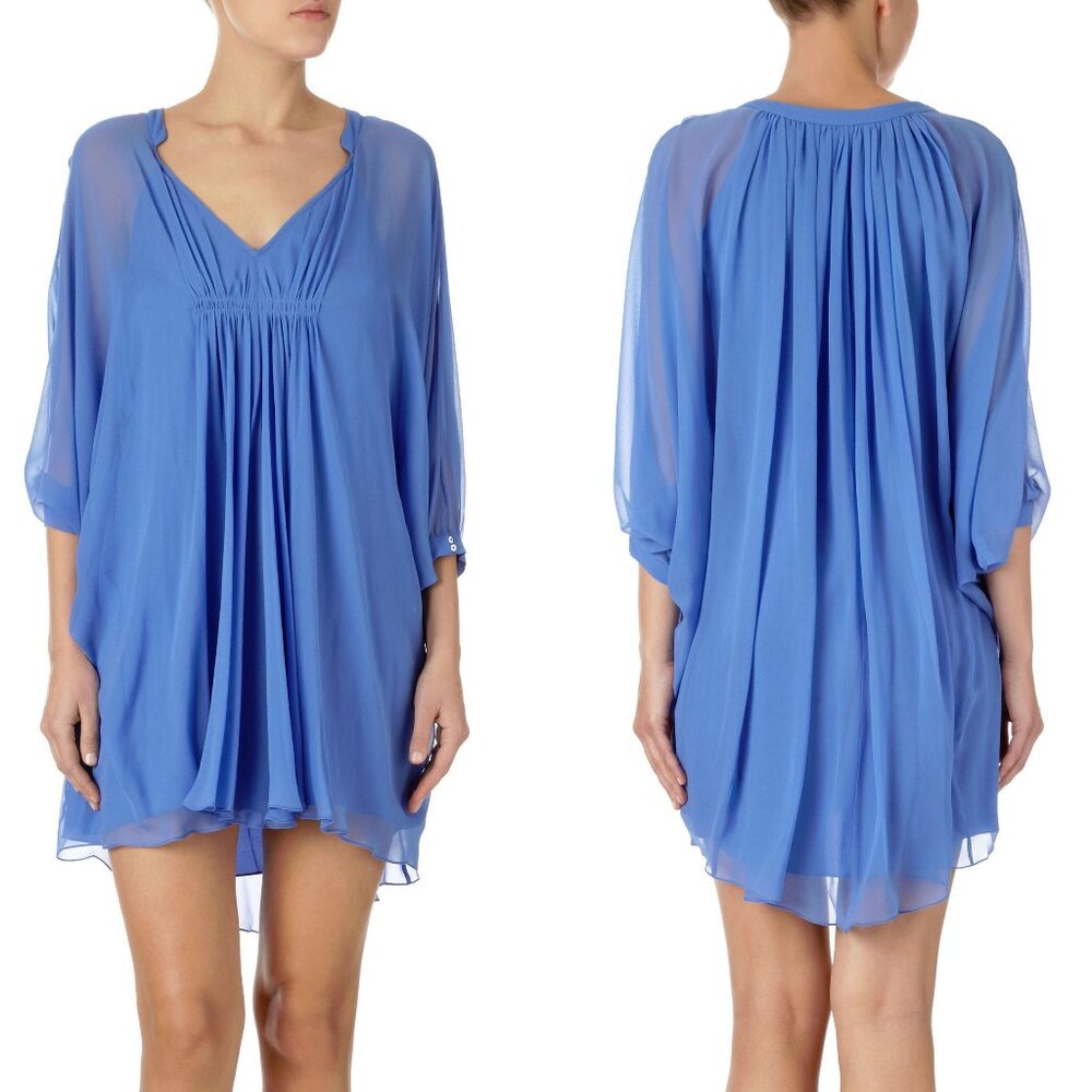 NWT DVF Fleurette Silk Chiffon Dress in Blue